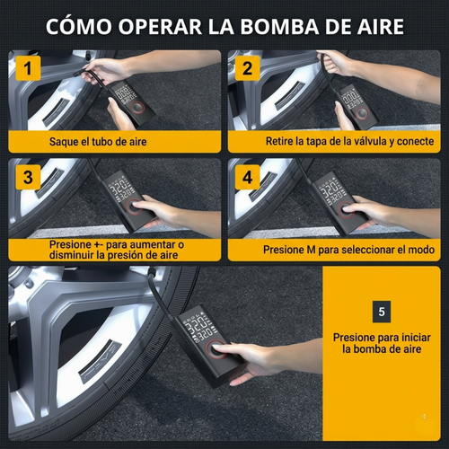 Compresor de Aire Digital Portátil para Llantas 150 PSI
