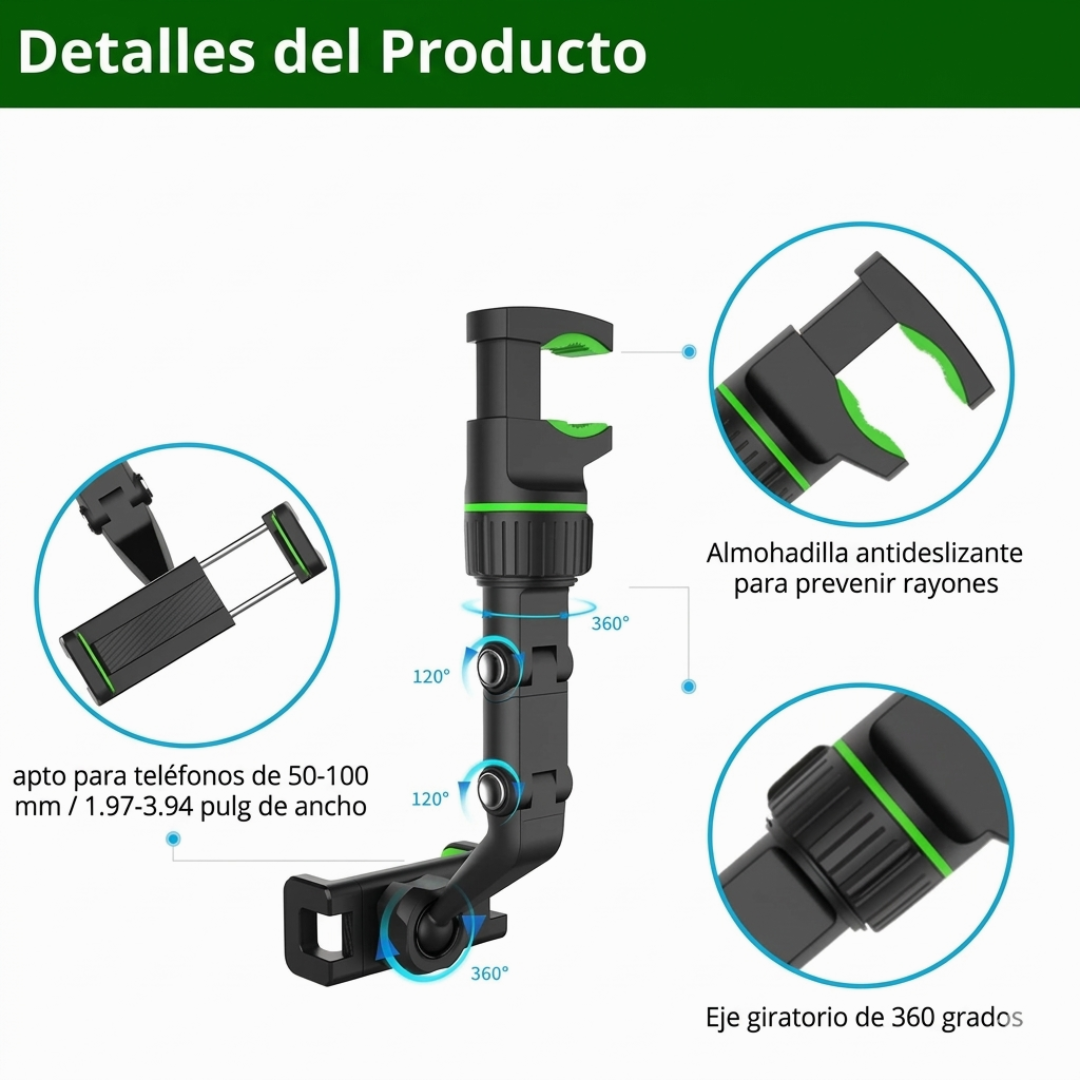 Soporte Universal de Celular para Espejo Retrovisor 360°