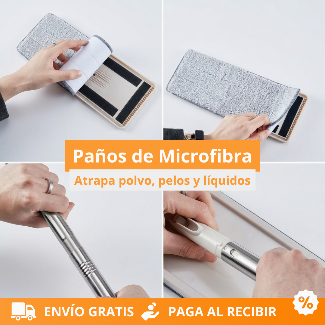 Mopa, Balde y Paño de Microfibra Autolimpiante