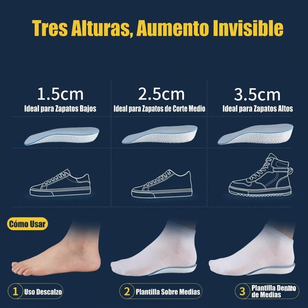 Plantillas Elevadoras Invisibles con Soporte Ergonómico