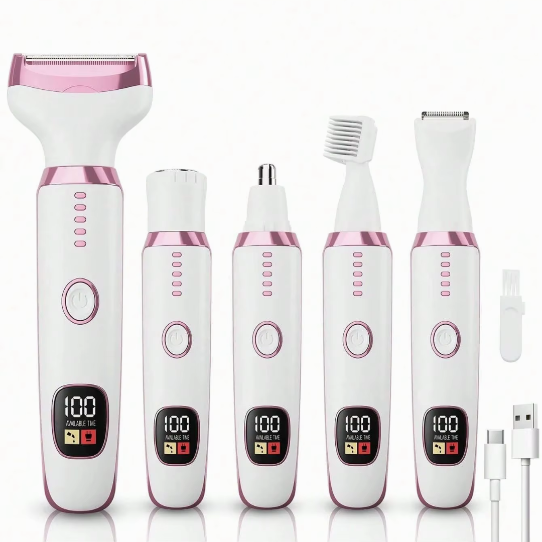 Máquina Depiladora Femenina 5 en 1 Recargable con Visor LED